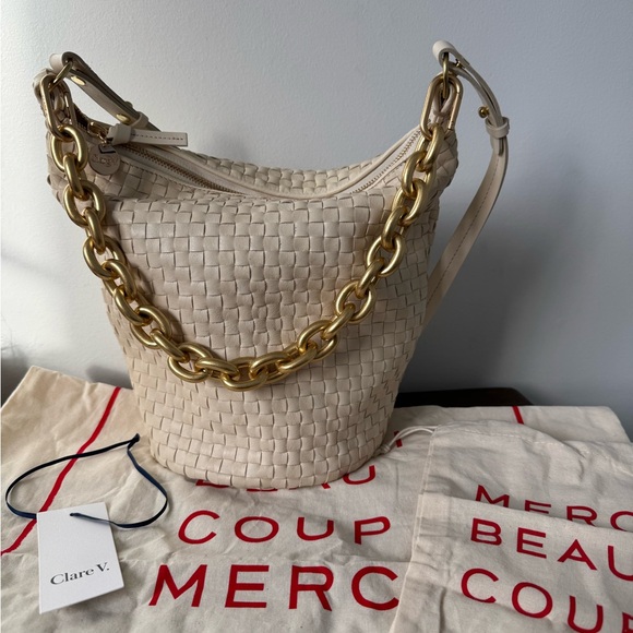 Clare V. Petite Jeanne Bag - Cream - with Gold Chain Strap! - Picture 3 of 11